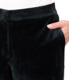 Pantaloni din catifea elastica