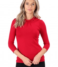 Bluza din jerse elastic cu guler rotund