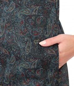 Rochie din jerse elastic gros imprimat cu motive paisley