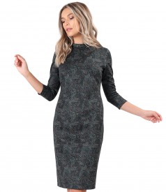 Rochie din jerse elastic gros imprimat cu motive paisley