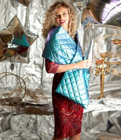 Rochie din catifea elastica imprimata paisley cu falduri pe fata