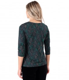 Bluza din jerse elastic gros imprimat cu motive paisley