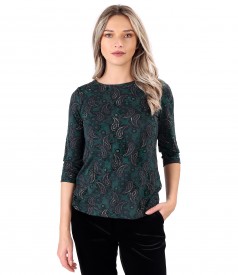 Bluza din jerse elastic gros imprimat cu motive paisley