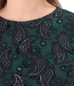 Bluza din jerse elastic gros imprimat cu motive paisley