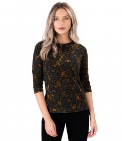 Bluza din jerse elastic gros imprimat cu motive paisley