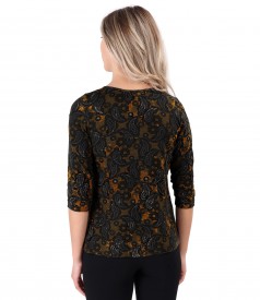 Bluza din jerse elastic gros imprimat cu motive paisley