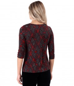 Bluza din jerse elastic gros imprimat cu motive paisley