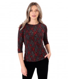 Bluza din jerse elastic gros imprimat cu motive paisley