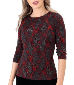 Bluza din jerse elastic gros imprimat cu motive paisley