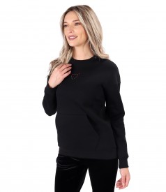 Bluza tip hanorac din bumbac gros cu buzunar pe fata