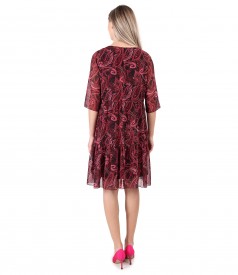 Rochie cu volane din voal imprimat cu motive paisley