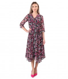 Rochie eleganta din voal imprimat cu motive florale