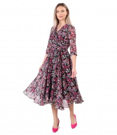 Rochie eleganta din voal imprimat cu motive florale