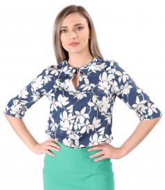 Bluza eleganta din tencel imprimat cu motive florale