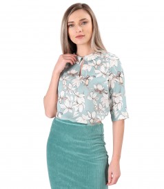 Bluza eleganta din tencel imprimat cu motive florale