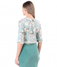 Bluza eleganta din tencel imprimat cu motive florale