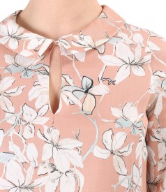 Bluza eleganta din tencel imprimat cu motive florale