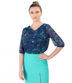 Bluza eleganta din voal imprimat