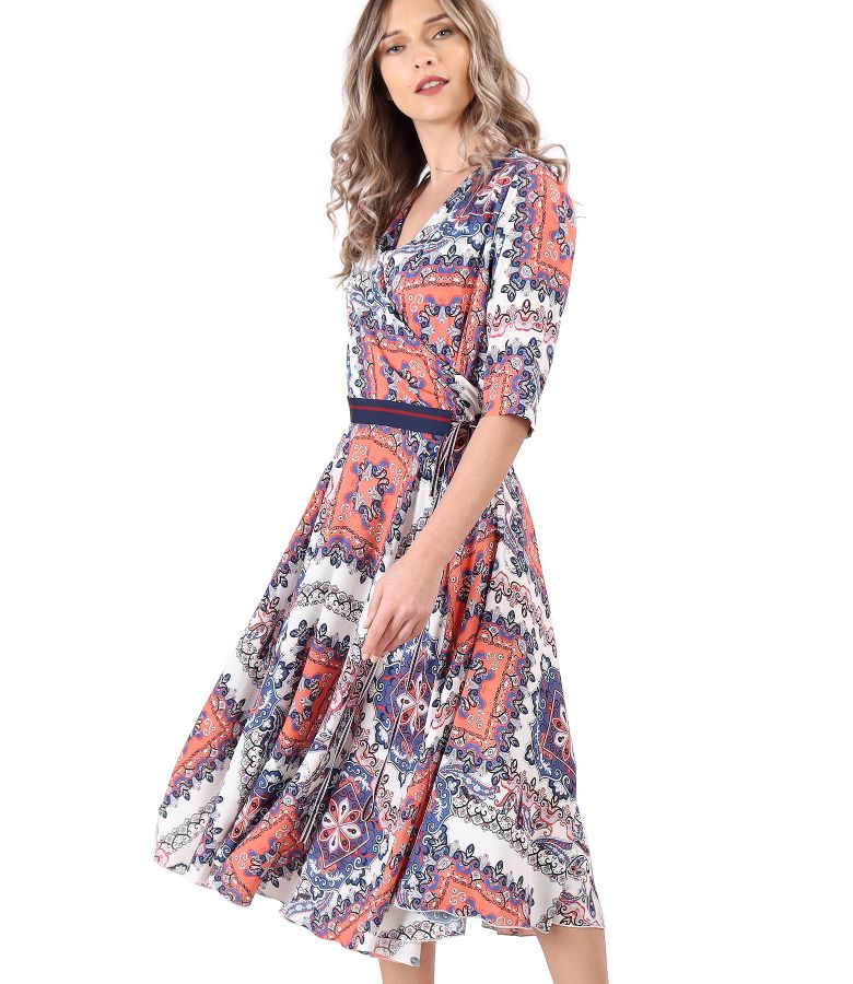 Rochie din viscoza imprimata cu motive florale