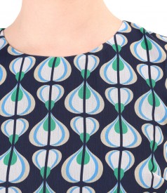 Bluza eleganta din voal imprimat cu motive geometrice