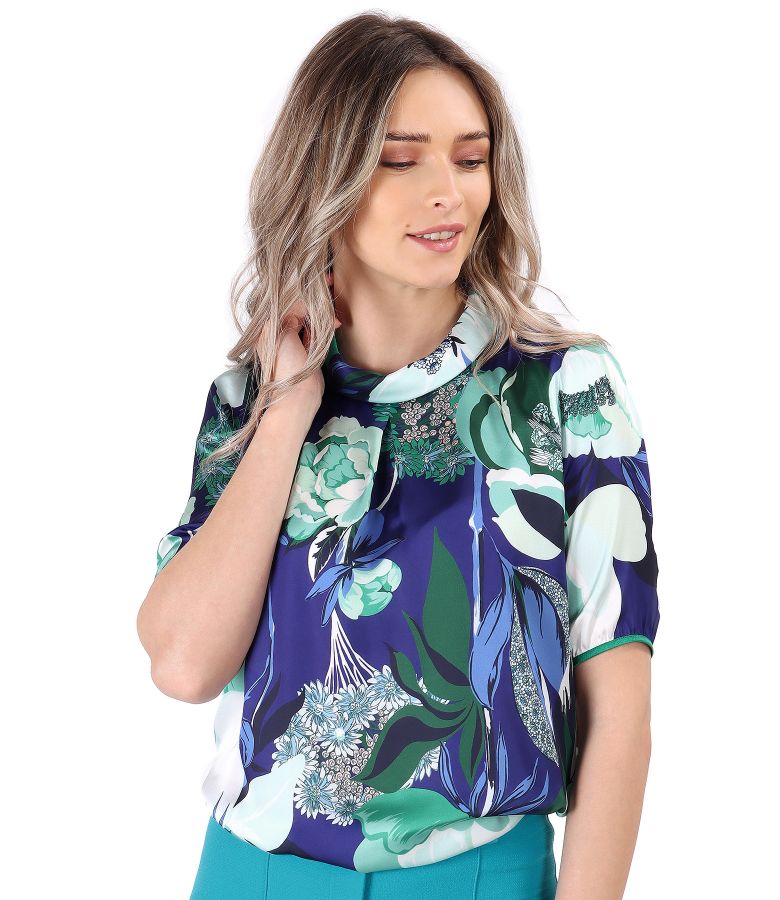 Bluza din saten imprimat cu motive florale