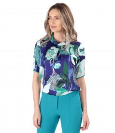 Bluza din saten imprimat cu motive florale