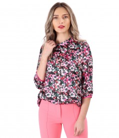 Bluza din saten imprimat cu motive florale