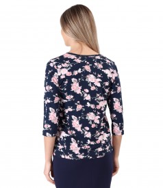 Bluza din jerse elastic imprimat cu motive florale