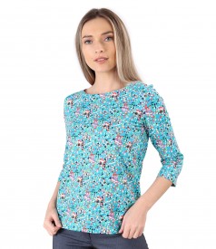 Bluza din bumbac elastic imprimat