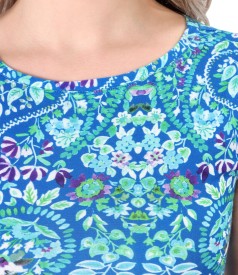 Rochie din jerse elastic imprimat cu motive florale