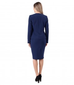 Costum dama office cu fusta si sacou din stofa elastica bleumarin