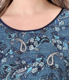 Bluza cu fata din viscoza imprimata cu motive paisley