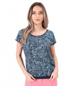 Bluza cu fata din viscoza imprimata cu motive paisley