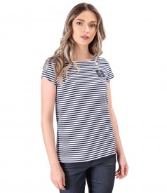 Bluza din jerse elastic cu dungi