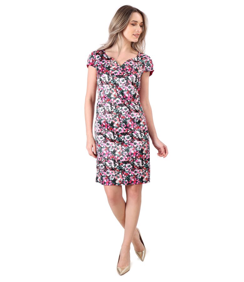 Rochie eleganta cu bumbac imprimat cu motive florale