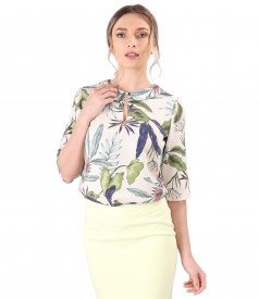 Bluza eleganta din tencel imprimat cu motive florale