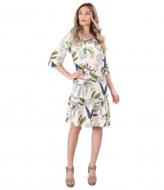 Rochie cu volan din tencel imprimat cu motive florale