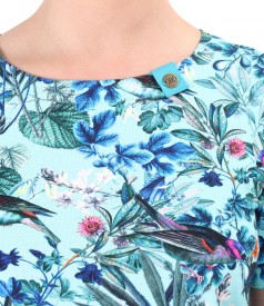 Bluza din bumbac elastic imprimat cu motive florale