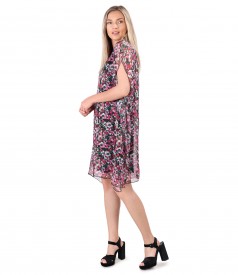 Rochie tip fluture din voal imprimat cu motive florale