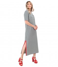 Rochie lunga din jerse elastic cu dungi