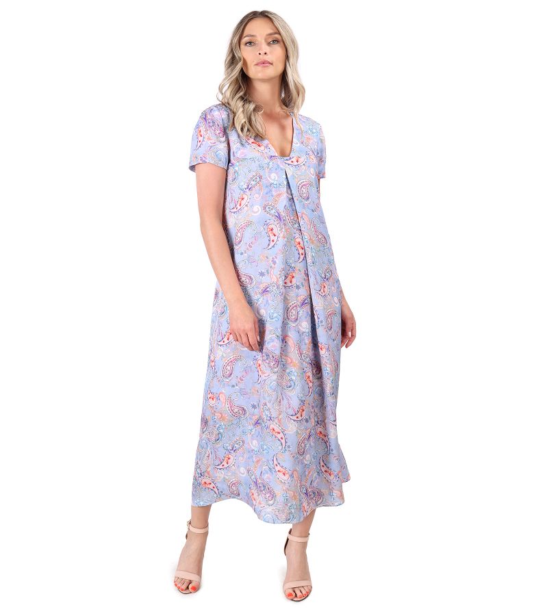 Rochie midi din serj de viscoza imprimata cu motive paisley