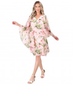 Rochie fluture din voal imprimat cu motive florale