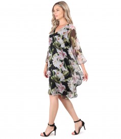 Rochie fluture din voal imprimat cu motive florale