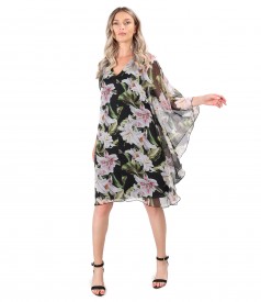 Rochie fluture din voal imprimat cu motive florale