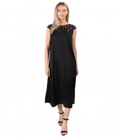 Rochie midi cu platca din dantela cu paiete