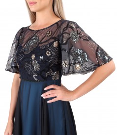 Rochie lunga cu bust cu broderie cu paiete