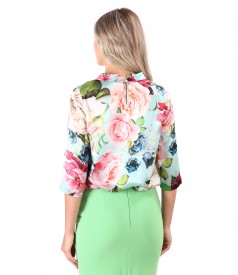 Bluza din matase naturala imprimata cu motive florale