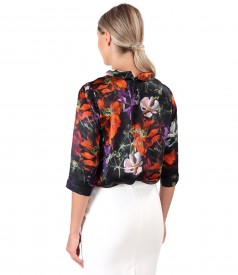 Bluza din matase naturala imprimata cu motive florale