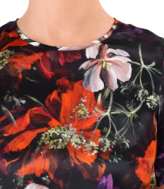 Bluza din matase naturala imprimata cu motive florale