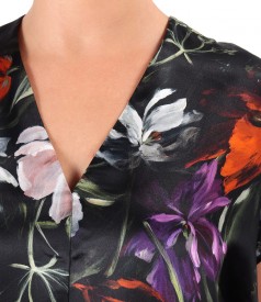 Bluza lejera din matase naturala imprimata cu motive florale